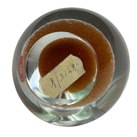 Skrdlovice Czech Art Glass Paperweight Vintage Hand Blown Amber Gum Drop Clear - Picture 7 of 7